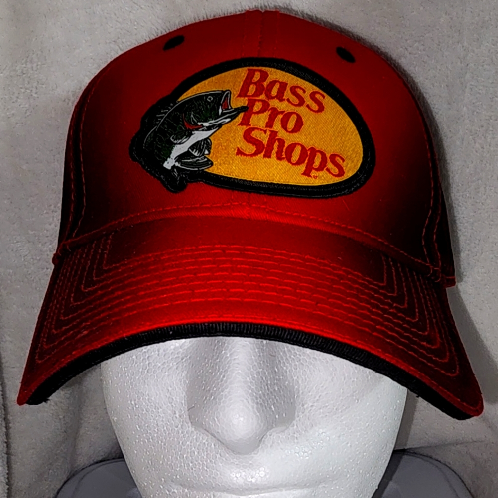 Bass Pro Shop Buckle Back Cap. Brand New - Never Been Worn. Red and Black